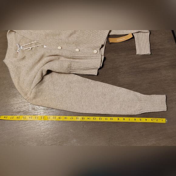 Reformation Hana Cashmere Cropped Cardigan Sweater – Barley Taupe Size Small - Picture 8 of 15